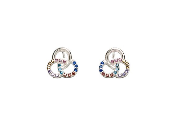 ARETES PLATA .925 CIRCULOS C/P COLORES TUR MEX.
