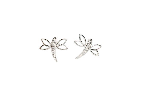 ARETES PLATA .925 LIBELULA C/P VAC MEX.