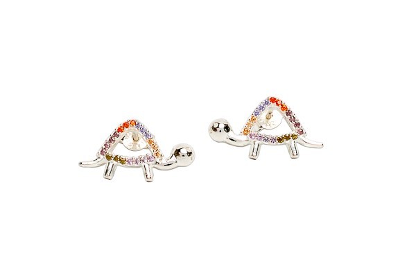 ARETES PLATA .925 TORTUGA C/P COLORES TUR MEX.