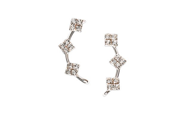 ARETES PLATA .925 TREP 3 ROMBOS C/P MEX.