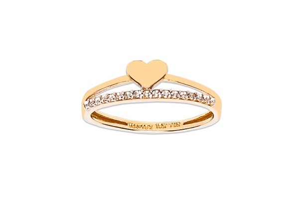 ANILLO ORO 10K CORAZON C/PIEDRAS FLZ AMA MEX.