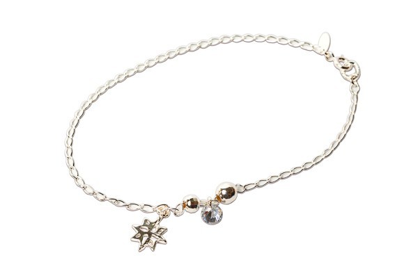 TOBILLERA PLATA .925 FLOR C/P CANDY MEX.