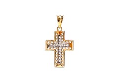DIJE ORO 10K CRUZ CALADA C/PDS FLZ COMB MEX.
