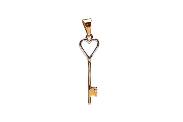 DIJE ORO 10K LLAVE CORAZON FLZ COMB MEX.