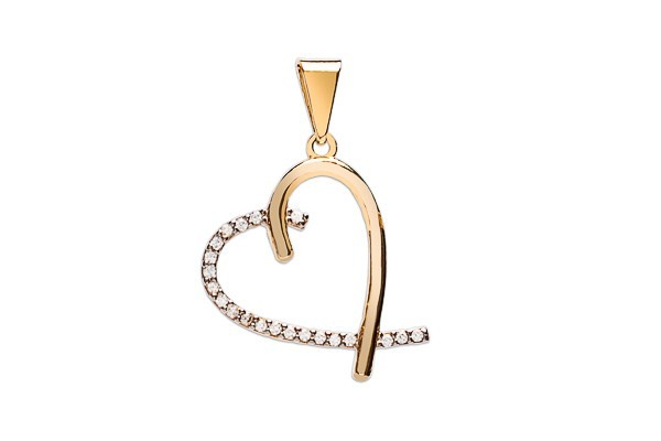DIJE ORO 10K CORAZON LISO/PIEDRAS FLZ AMA MEX.