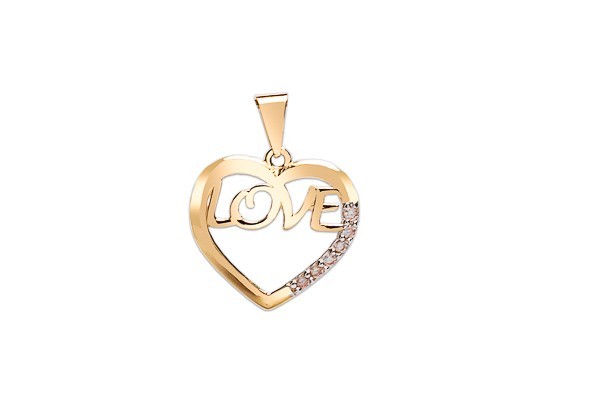 DIJE ORO 10K CORAZON LOVE FLZ AMA MEX.