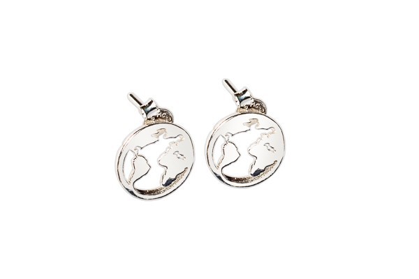 ARETES PLATA .925 MAPA MUNDI VAC MEX.