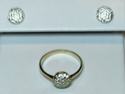 JUEGO ORO 10K ARE/ANILLO C/P FLZ AMA MEX.