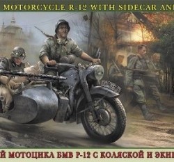 German Motocycle R-12 with Sidecar and Crew