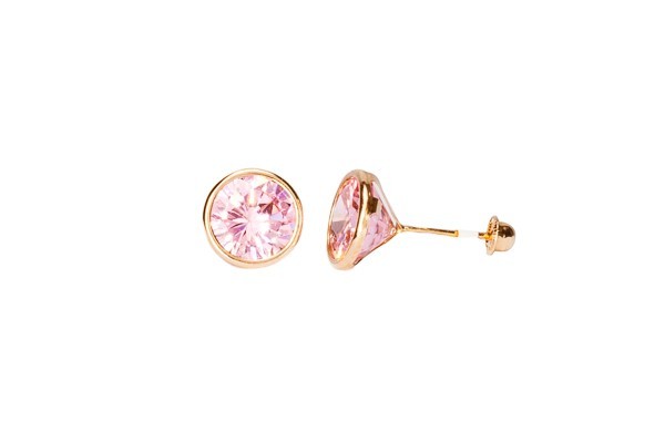 BROQUEL ORO 10K BISEL #7 ROSA MEX.