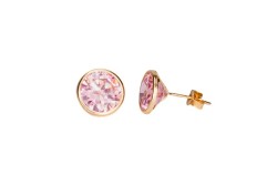 BROQUEL ORO 10K BISEL #9 ROSA MEX.