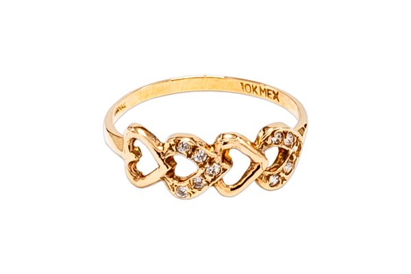 ANILLO ORO 10K CORAZON MOD. AD1021 AMA MEX.