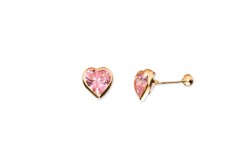 BROQUEL ORO 10K BISEL CORAZON 6X6 ROSA MEX.