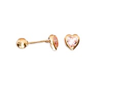 BROQUEL ORO 10K BISEL CORAZON 3X3 ROSA MEX