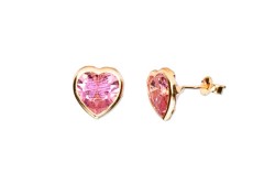 BROQUEL ORO 10K BISEL CORAZON 8X8 ROSA MEX.