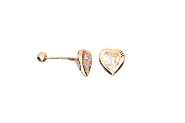 BROQUEL ORO 10K BISEL CORAZON 4X4 DIAM MEX