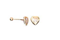 BROQUEL ORO 10K BISEL CORAZON 6X6 DIAM MEX.