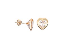 BROQUEL ORO 10K BISEL CORAZON 8X8 DIAM MEX.