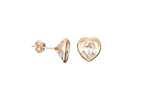 BROQUEL ORO 10K BISEL CORAZON 8X8 DIAM MEX.