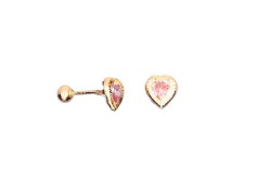 BROQUEL ORO 10K BISEL CORAZON 4X4 DIAM ROSA MEX.