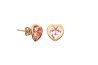 BROQUEL ORO 10K BISEL CORAZON 8X8 DIAM ROSA MEX.