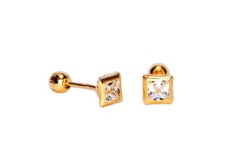 BROQUEL ORO 10K BISEL CUADRO 3X3 MEX.