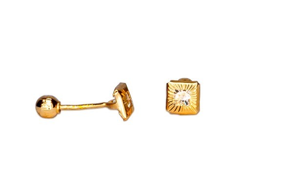 BROQUEL ORO 10K BISEL CUADRO 3X3 DIAM MEX.