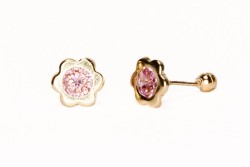 BROQUEL ORO 10K BISEL FLOR #5 ROSA MEX.