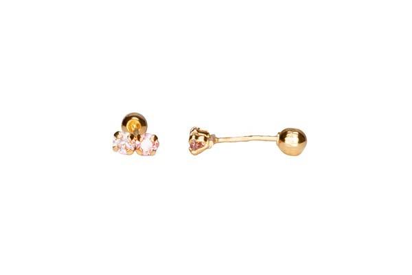 BROQUEL ORO 10K TU Y YO 2MM ROSA MEX.