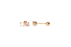 BROQUEL ORO 10K TU Y YO 3MM ROSA MEX.