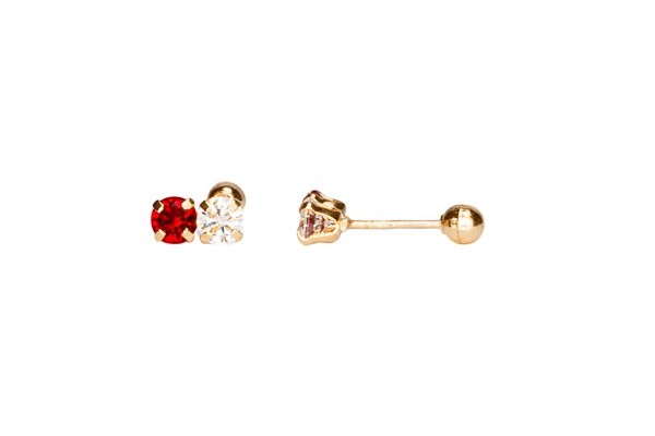 BROQUEL ORO 10K TU Y YO 3MM ROJO MEX.