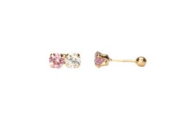 BROQUEL ORO 10K TU Y YO 4MM ROSA MEX.
