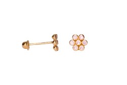 BROQUEL ORO 10K BISEL MINI ROSETA ROSA MEX.