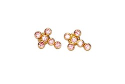 BROQUEL ORO 10K BISEL MINI CRUZ ROSA MEX.