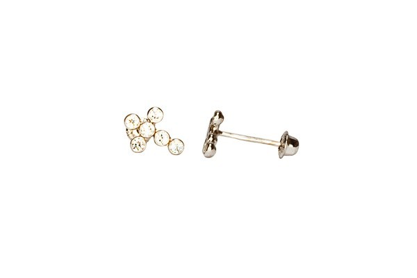 BROQUEL ORO 10K BISEL MINI CRUZ BCO MEX.