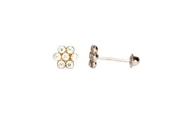 BROQUEL ORO 10K BISEL MINI ROSETA BCO MEX.
