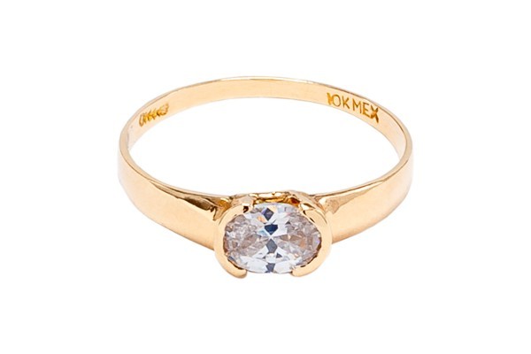 ANILLO ORO 10K SOLITARIO MOD. AD129 AMA MEX.