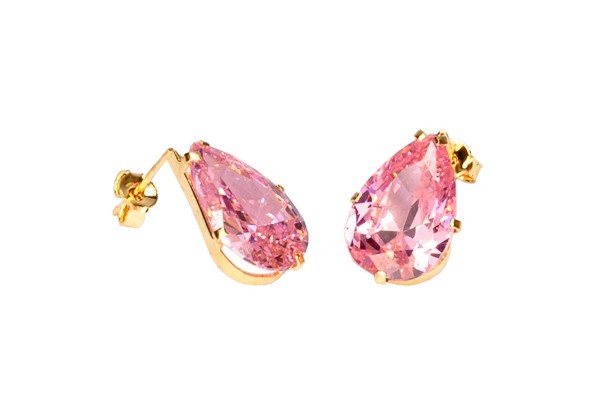 BROQUEL ORO 10K PERA 12X8 ROSA MEX.