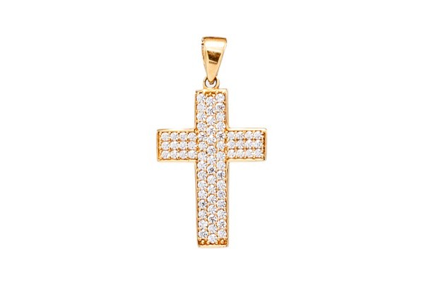 DIJE ORO 10K CRUZ C/P FLZ AMA MEX.