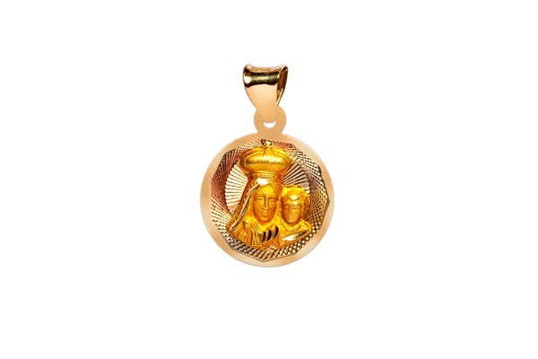 MEDALLA ORO 10K VIRGEN C/NIÑO RED 03-10 FLOR MEX.