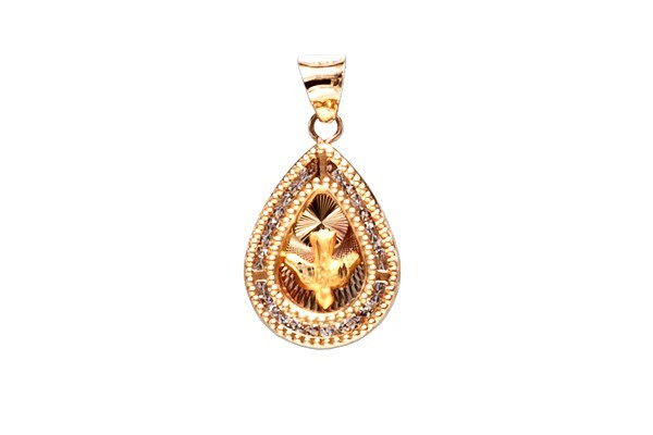 MEDALLA ORO 10K ESP. STO C/P GOTA AR0-10 FLOR MEX.