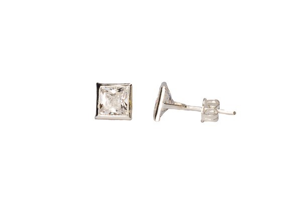 BROQUEL PLATA .925 BISEL CUADRO 6X6 MEX.