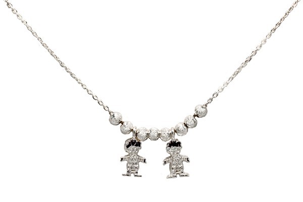 GARGANTILLA PLATA .925 2 NIÑOS SD MEX.