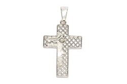 DIJE PLATA .925 CRUZ C/ROSTRO VAC MEX.