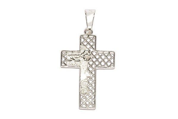 DIJE PLATA .925 CRUZ C/ROSTRO VAC MEX.