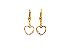 ARETES ORO 10K COLG CORAZON FLZ AMA MEX.