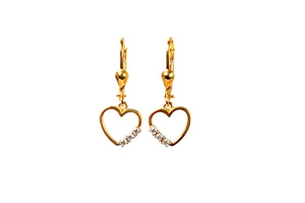 ARETES ORO 10K COLG CORAZON FLZ AMA MEX.
