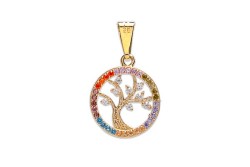 DIJE ORO 10K ARBOL DE LA VIDA COLOR FLZ AMA MEX.