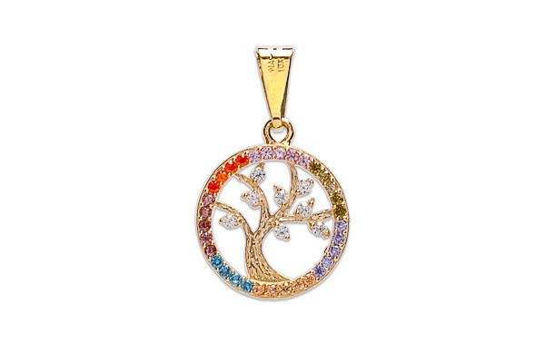 DIJE ORO 10K ARBOL DE LA VIDA COLOR FLZ AMA MEX.