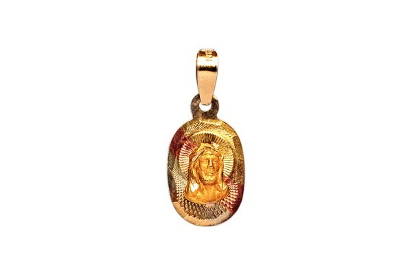 MEDALLA ORO 10K DIV.ROSTRO OVAL 03-10 FLOR MEX.